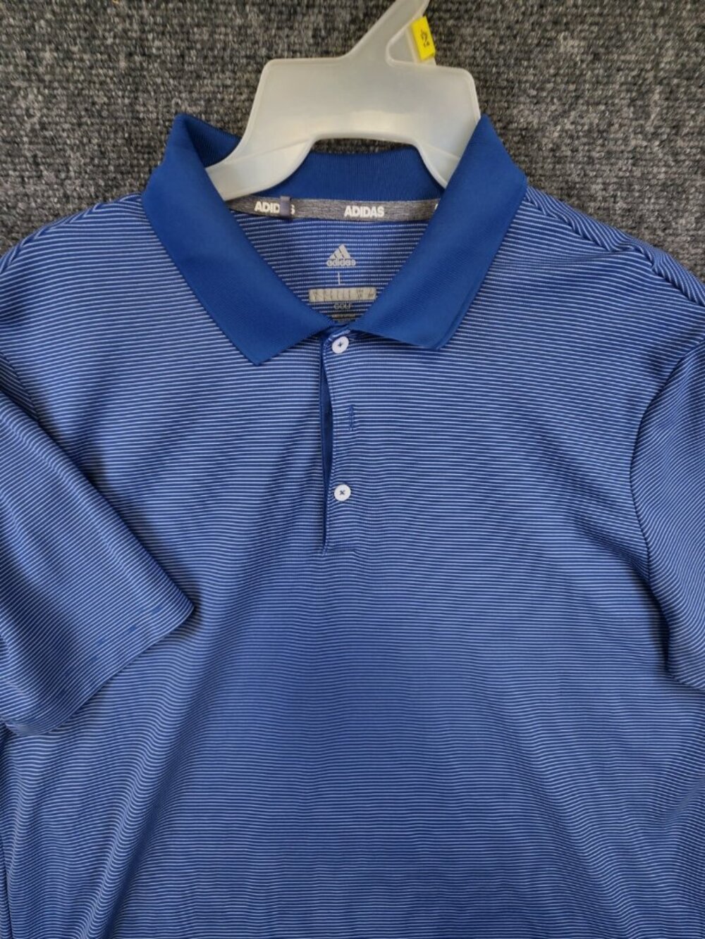 Adidas Golf Adult Men's Large Blue Striped Short Sleeve Golf Polo 100% Polyester